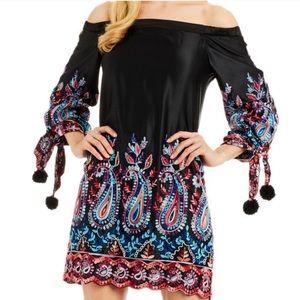 Nicole Miller off shoulder black dress NWOT sz 2